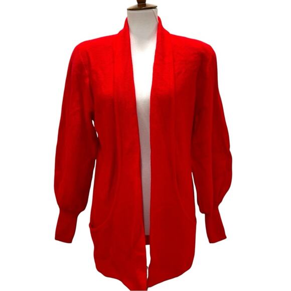 Vintage Red Wool Sweater Size Small Womens Oversized Cardigan Shacket Jacket Y2K - Picture 1 of 12